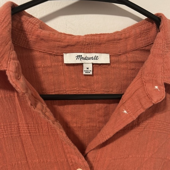 Madewell Plus Courier Pintuck-Back Shirt in Textured Windowpane Sweet Dahlia M - Picture 3 of 5